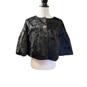 Beth Bowley Vintage Women's Black Velvet Overcoat Faux Fur Collar Size 4